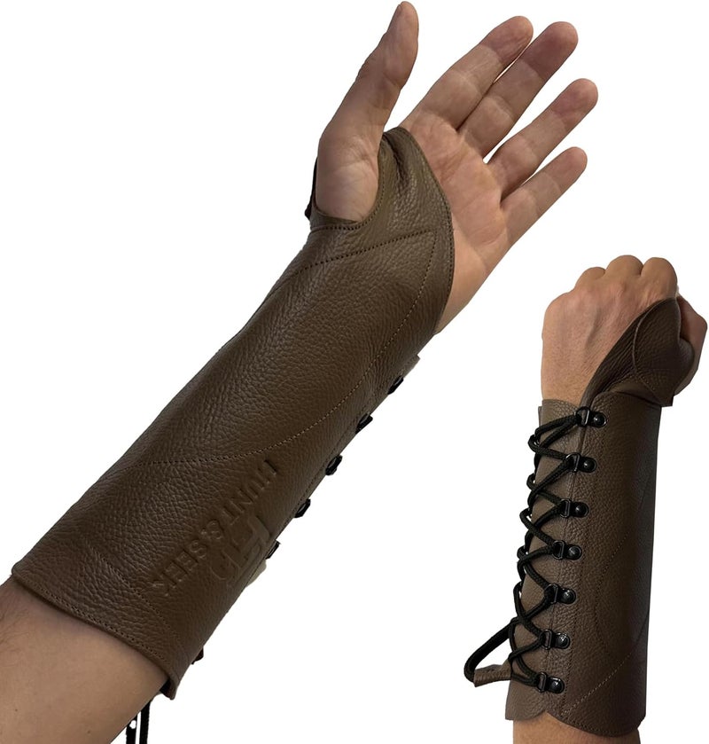 Hunt & Seek Handmade Leather Archery Arm Guard for Women and Men Adjustable Protective and Lightweight for Hunting Target Shooting Youth and Adult Unisex Leather Forearm Guard for Archery - Image 1